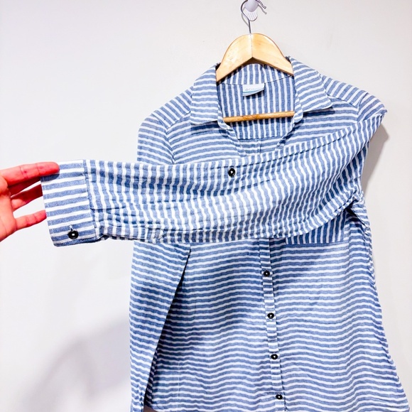 COLUMBIA Blue and white striped cotton button down shirt - Picture 7 of 8